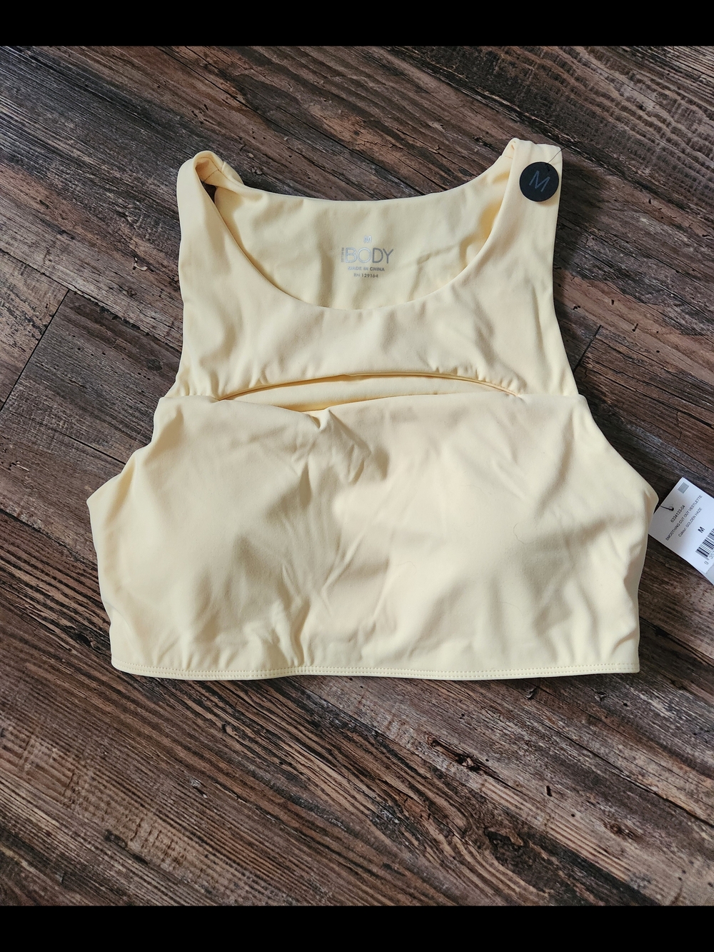 I BODY Pale Yellow Crop Sports Tank/bra